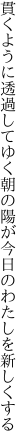 貫くように透過してゆく朝の陽が 今日のわたしを新しくする