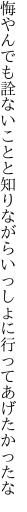 悔やんでも詮ないことと知りながら いっしょに行ってあげたかったな