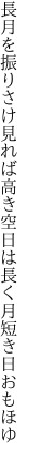 長月を振りさけ見れば高き空 日は長く月短き日おもほゆ