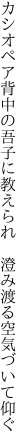 カシオペア背中の吾子に教えられ 　澄み渡る空気づいて仰ぐ